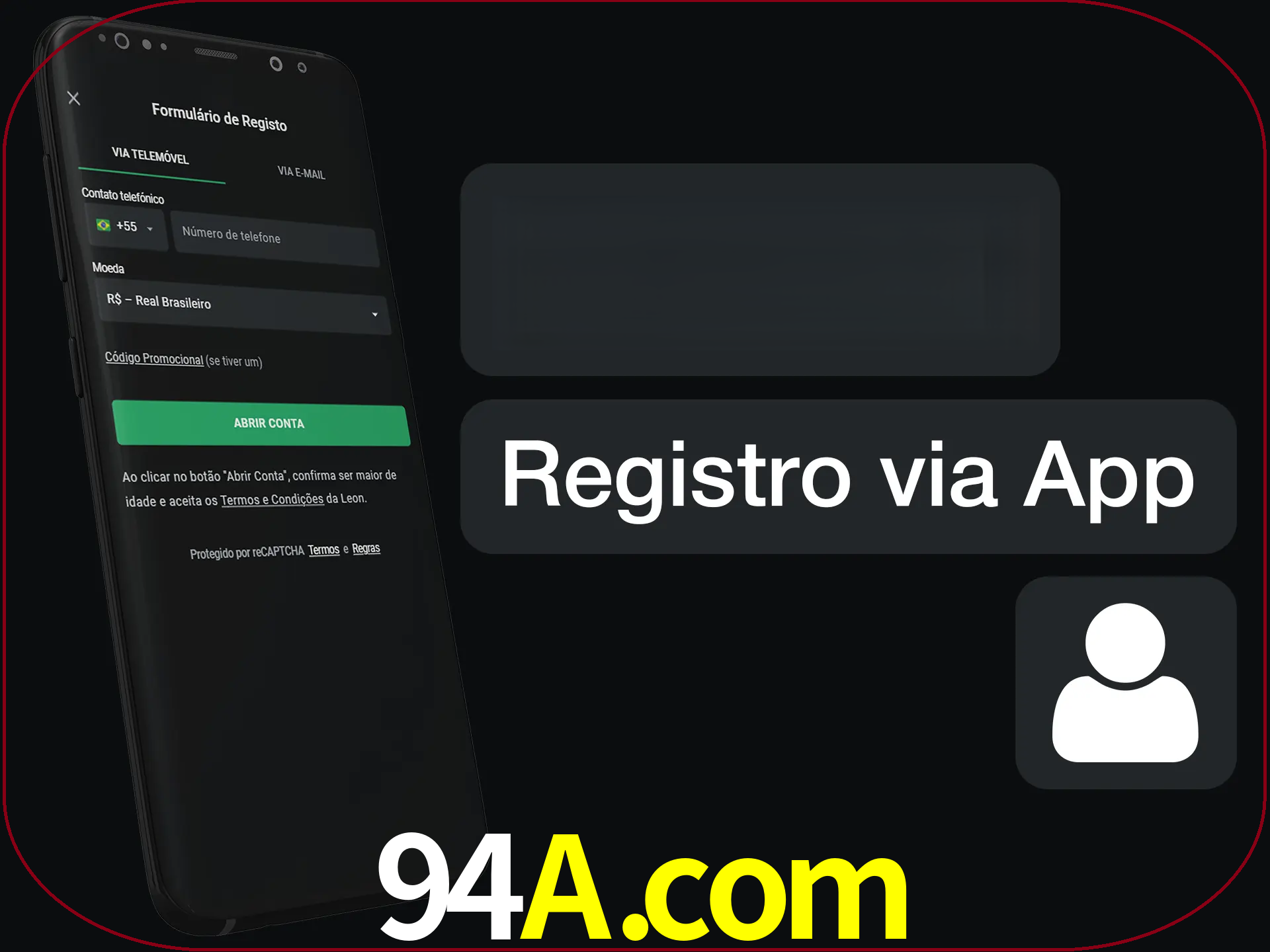 Registre-se com duas etapas usando o aplicativo.